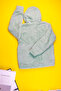 Warm Green Plush Jacket for Kids, Flower Motif - 6