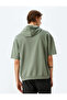 Half Sleeve Hooded Cotton Blended Slogan Printed Oversize Sports Sweatshirt - 4
