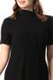 Short Sleeve Gizem Half High Collar Autumn and Winter Elastic Midi Length Double Muslin Dress Black Syh - 5