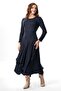 Long Sleeve Atlas Autumn and Winter Asymmetric Cut Authentic Long Combed Cotton Viscose Dress Navy Blue Lcvt - 3