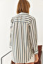 Women's Cream Striped Basic Shirt 60451010 - 3