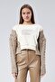 Crew Neck Knitwear Detailed Gigi Sweatshirt - Beige