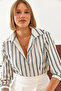 Women's Cream Striped Basic Shirt 60451010