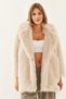Women's Beige Premium Faux Long Fur Jacket 2461 60251923 - 7