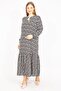 Women's Large Size Black Woven Viscose Fabric Hemline Tiered Long Sleeve Dress 65n35512 - 5