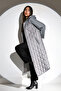 Gray Hooded Zippered Puffer Long Jacket - 3