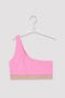 Light Pink Girl's Stripe Detailed One-Shoulder Bikini Set - 2