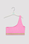 Light Pink Girl's Stripe Detailed One-Shoulder Bikini Set - 3