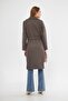 Women's Smoked Waist Belted Cashmere Coat K1141 - 5