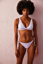 Eflatun Basic Leather N V-Neck Triangle Bikini Top