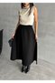 Women's High Waist Midi Length Elastic Waist Flared Denim Skirt - 2
