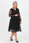 Women's New Season Tulle-Detail Double-Breasted Collar Plus Size Dress Apcx14