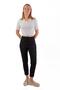 Black Pens Detail Zippered Suede Trousers 7348A