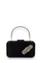 Black Color Satin Silver Case Silver Stone Handle Evening Dress Evening Bag Portfolio