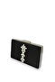 Black Color Non-Scratch Satin Silver Stone Evening Dress Bag - 2