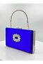 Cobalt Blue Colors Satin Silver Case Silver Stone Evening Dress Bag Evening Bag Portfolio