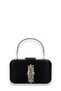 Black Color Satin Silver Case Silver Stone Handle Evening Dress Evening Bag Portfolio