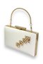 Ecru Pearl White Color Satin Crystal Stone Evening Dress Bag Evening Bag Henna Graduation Bag - 2