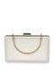 Ecru Crystal Patterned Matte Leather Metal Handle Evening Dress Bag Evening Bag Henna Wedding Engagement Bag - 3