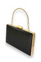 Black Color Anti-Scratch Matte Leather Evening Bag with Iron Handle and Metal Case - 2