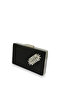 Black Color Non-Scratch Satin Silver Stone Evening Dress Bag - 2