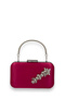 Fuchsia Color Satin Silver Case Silver Stone Handle Evening Dress Evening Bag Portfolio