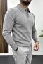 Men's half zip polo collar Transitional sweater gray edw195 - 2