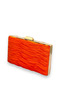Orange Pleated Satin Evening Dress Bag with Metal Handle Henna Evening Bag - 2