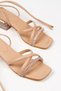 Women's Nude Ankle Strap Style Heeled Stoned Evening Dress Shoes - 5