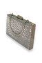 Anthracite Gray Platinum Color Laser Patterned Metal Handle Evening Dress Bag Evening Bag Wedding Engagement Wedding - 7