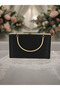 Black Color Imported Striped Satin Crystal Stone Metal Handle Chain Evening Dress Bag - 7