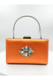 Orange Color Satin Silver Case Silver Stone Evening Dress Bag Evening Bag Portfolio
