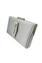 Silver Gray Satin Case Stone Evening Dress Bag Night and Portfolio - 2