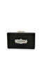 Black Color Non-Scratch Satin Silver Stone Evening Dress Bag