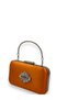 Orange Color Satin Silver Case Silver Stone Handle Evening Dress Evening Bag Portfolio - 2
