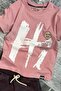Boys hi letter print short sleeve powder shorts suit - 6