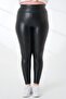 High Waist Recovery Lycra Leather Leggings with Ribbed Interior - 4