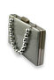 Silver Kumsim Imported Evening Dress Bag with Silicone Coated Pearl Strap Evening Bag Henna - 2