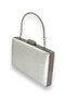 Silver Gray Crystal Patterned Matte Leather Metal Handle Evening Bag Evening Bag Henna Bag - 2