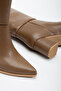 Women's Mink Skin Thermo Sole Pointed Toe Thick Heeled Boots - 4