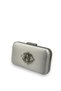 Ecru Color Satin Silver Case Silver Stone Evening Dress Bag Evening Bag Portfolio - 2