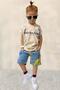 Boy's Extra Fun Text and Digital Printed T-Shirt Set with Blue Shorts