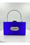Cobalt Blue Colors Satin Silver Case Silver Stone Evening Dress Bag Evening Bag Portfolio