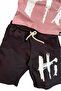 Boys hi letter print short sleeve powder shorts suit - 4