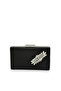 Black Color Non-Scratch Satin Silver Stone Evening Dress Bag