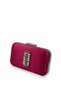 Fuchsia Color Satin Silver Case Silver Stone Evening Dress Bag Evening Bag Portfolio - 2