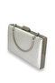 Silver Gray Crystal Patterned Matte Leather Metal Handle Evening Bag Evening Bag Henna Bag - 4