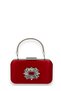 Red Color Satin Silver Case Silver Stone Handle Evening Dress Evening Bag Portfolio - 2