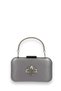 Gray Color Satin Silver Case Silver Stone Handle Evening Dress Evening Bag Portfolio - 2