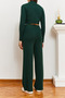 Women's Emerald Green Crop Ribbed Knitwear Top and Bottom Set with Finger Detail 85001045 - 7